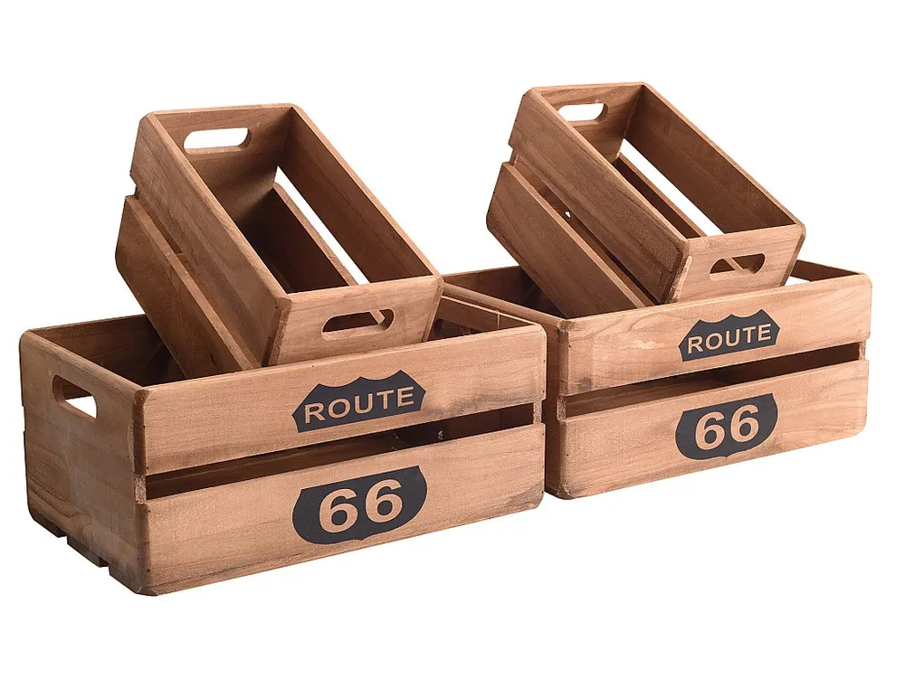Kit Completo Conjunto 4 Caixas de Madeira Castanho 15x35x22