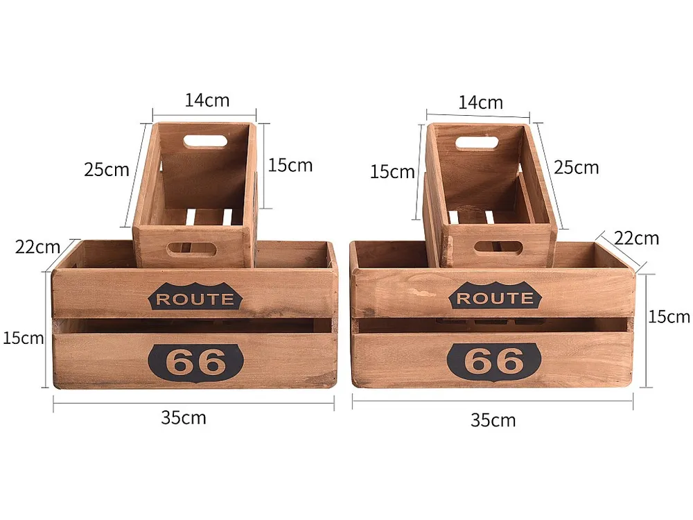 Kit Completo Conjunto 4 Caixas de Madeira Castanho 15x35x22
