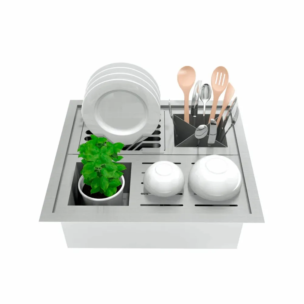 Canal Organizador Úmido Debacco Quadratino 450 Inox com acessórios