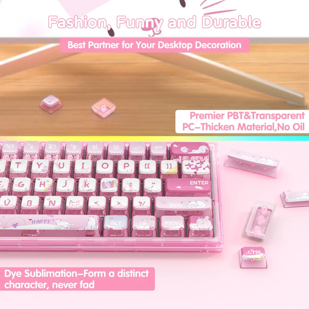 ATTACK SHARK 120 Teclas PBT Sublimação por Corante Conjunto de Keycaps Pudding