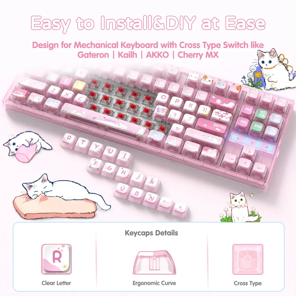 ATTACK SHARK 120 Teclas PBT Sublimação por Corante Conjunto de Keycaps Pudding