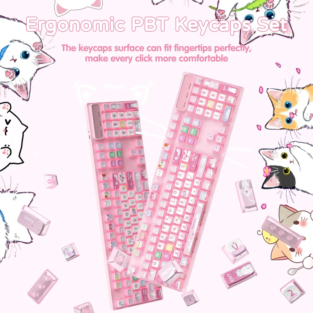 ATTACK SHARK 120 Teclas PBT Sublimação por Corante Conjunto de Keycaps Pudding