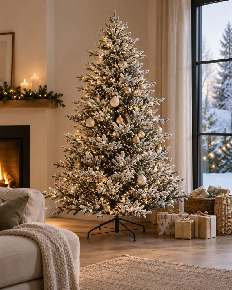 Raspador de Gelo Árvore de natal com efeito de neve 210 cm branca BRISCO