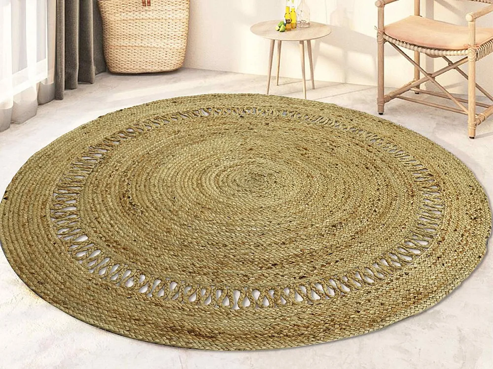 Tapete redondo perfurado 100% juta D150 cm cor espontâneo - ALYA