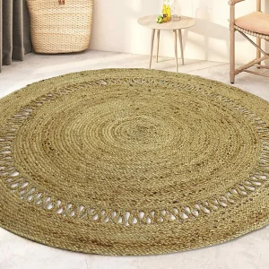 Tapete redondo perfurado 100% juta D150 cm cor espontâneo - ALYA
