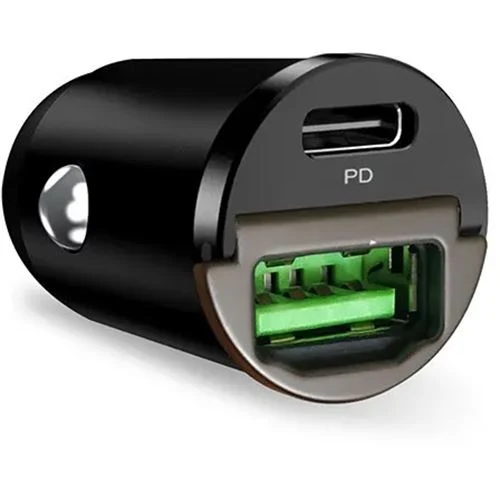Carregador de Isqueiro Puro Pequeno Auto Bullet 30W - Preto com Certificação de Seguranç