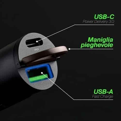 Carregador de Isqueiro Puro Pequeno Auto Bullet 30W - Preto com Certificação de Seguranç