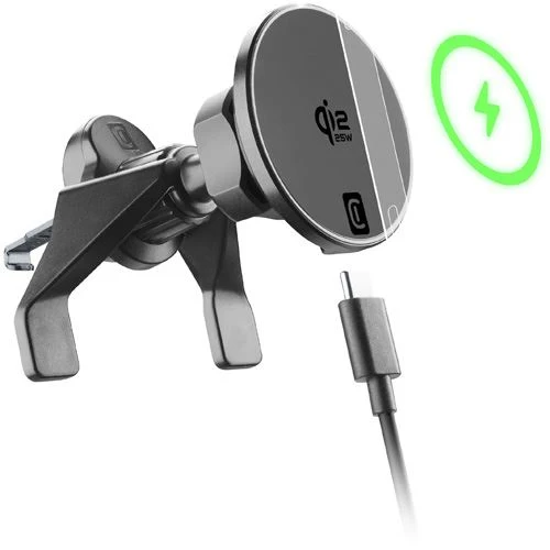 Carregador Magnético Qi2 para Grelha de Ventilação Carro Cellularliine Drive 25W - Preto para Trilhas e Aventuras