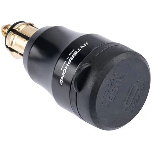 Carregador USB+USB-C para Mota Interphone - Preto com Fixação Universal