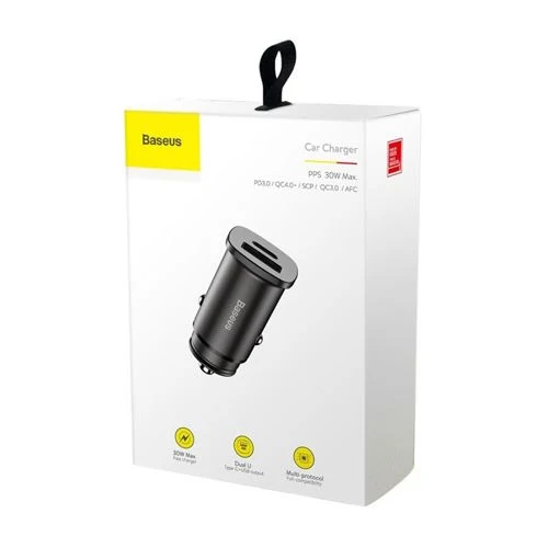 Lanç para Guincho Carregador de Isqueiro Baseus USB+USB-C - Preto