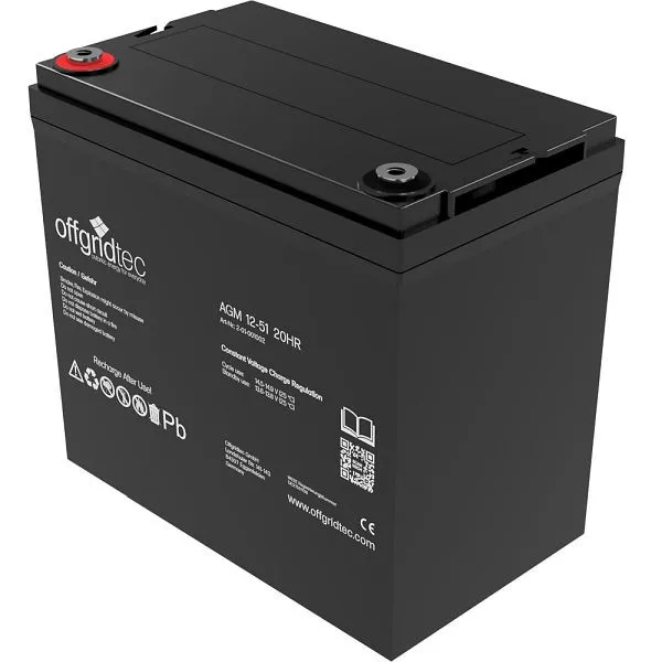 Offgridtec AGM 51Ah 20HR 12V - bateria solar sobremaneira à prova de ciclo, 2-01-001002