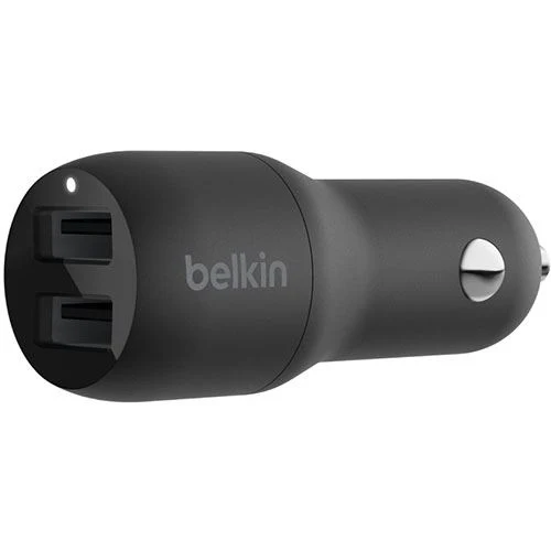 Premium Original Carregador Isqueiro Duplo Belkin BOOST↑CHARGE™ USB- de 24 W - Preto