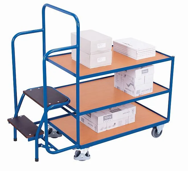 Carrinho de preparação de pedidos VARIOfit com 3 áreas de carga, baixo, dimensões externas: 1.455 x 625 x 1.320 mm (LxPxA)...