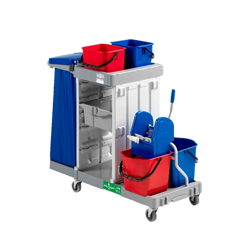 FILMOP Carro Multiusos ALPHA 5107 com Porta-Sacos Dobrável e Baldes de 12 L
