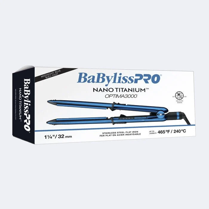 Ferro de alisar em ço inoxidável de 1 1/4" (azul meia-noite) BabyLissPro