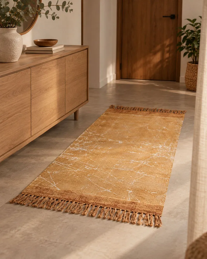 Tapete em viscose laranja 80 x 150 cm HANLI com Material Resistente UV