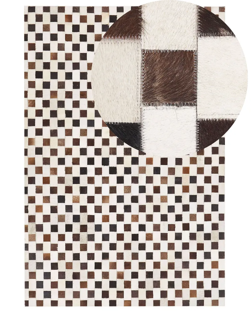Cowhide Area Rug 140 x 200 cm Beige and Marrom KAYABEY