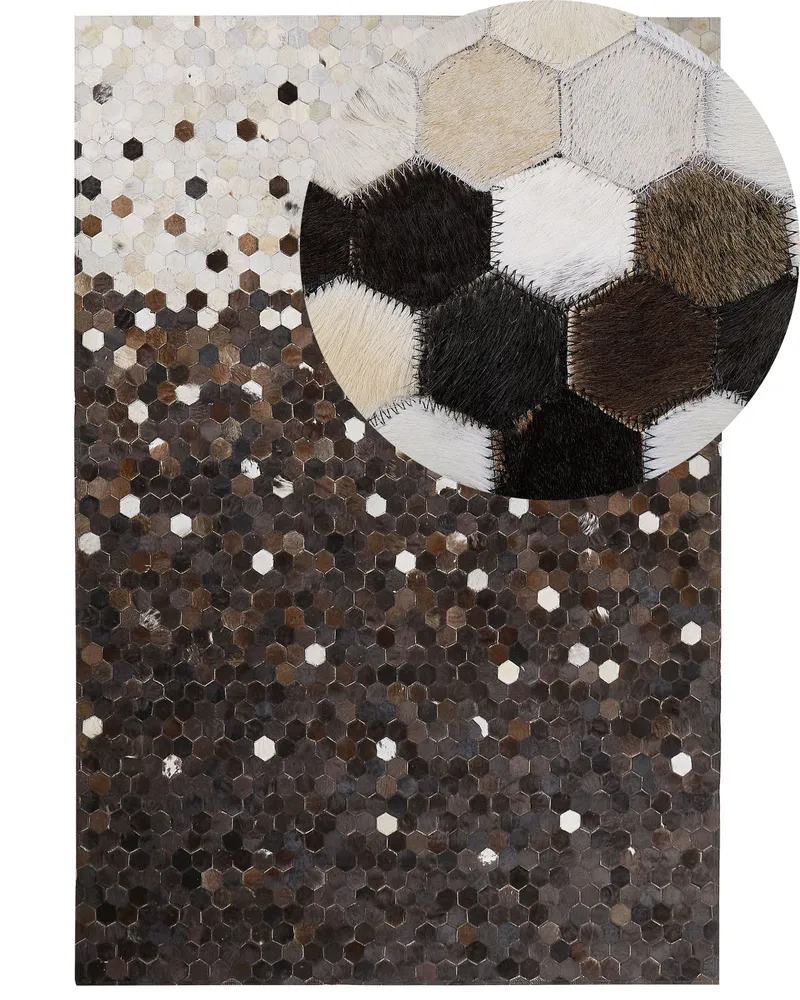Cowhide Area Rug 140 x 200 cm Brown Bege claro EYIM
