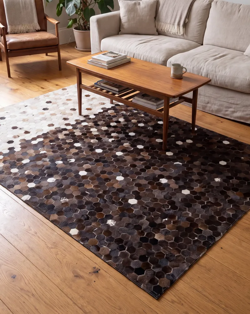 Cowhide Area Rug 140 x 200 cm Brown Bege claro EYIM