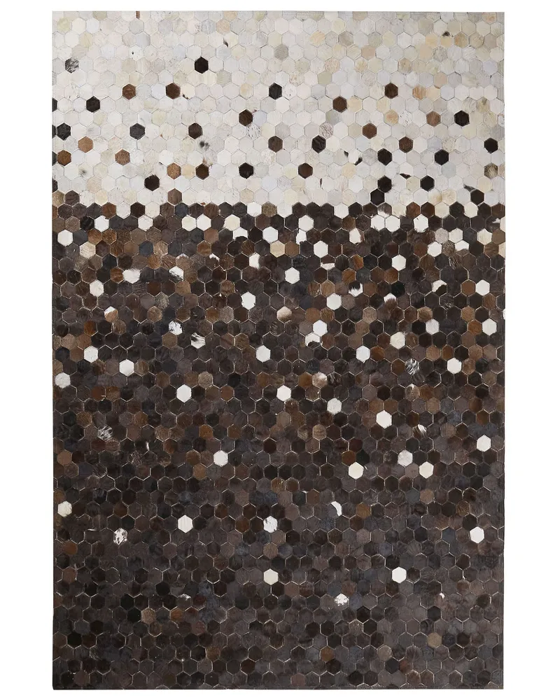 Cowhide Area Rug 140 x 200 cm Brown Bege claro EYIM