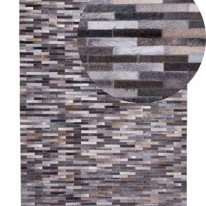 Cowhide Area Rug 140 x 200 cm Grey and Bege claro AHILLI