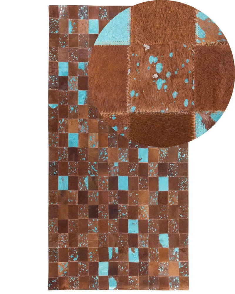 Cowhide Area Rug 80 x 150 cm Brown and Safira ALIAGA