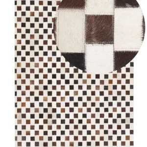 Cowhide Area Rug 160 x 230 cm Beige and Café KAYABEY