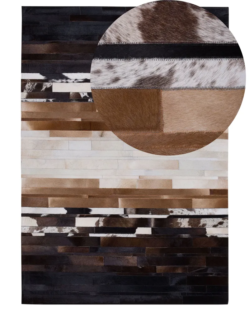 Cowhide Area Rug 160 x 230 cm Black and Cor creme DALYAN