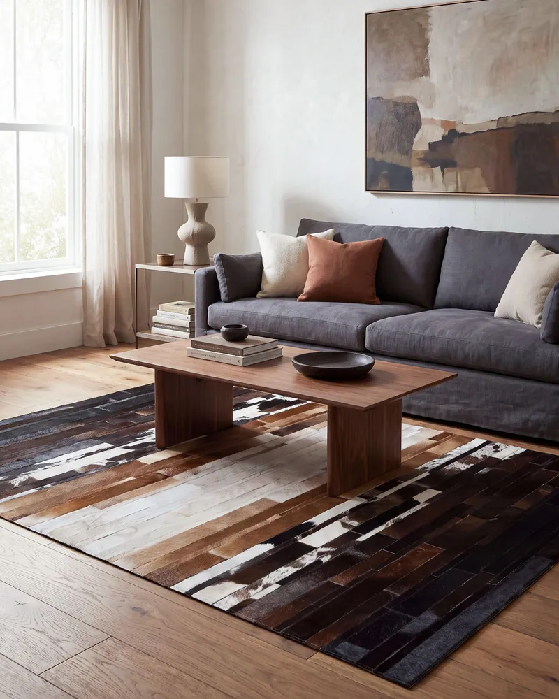 Cowhide Area Rug 160 x 230 cm Black and Cor creme DALYAN