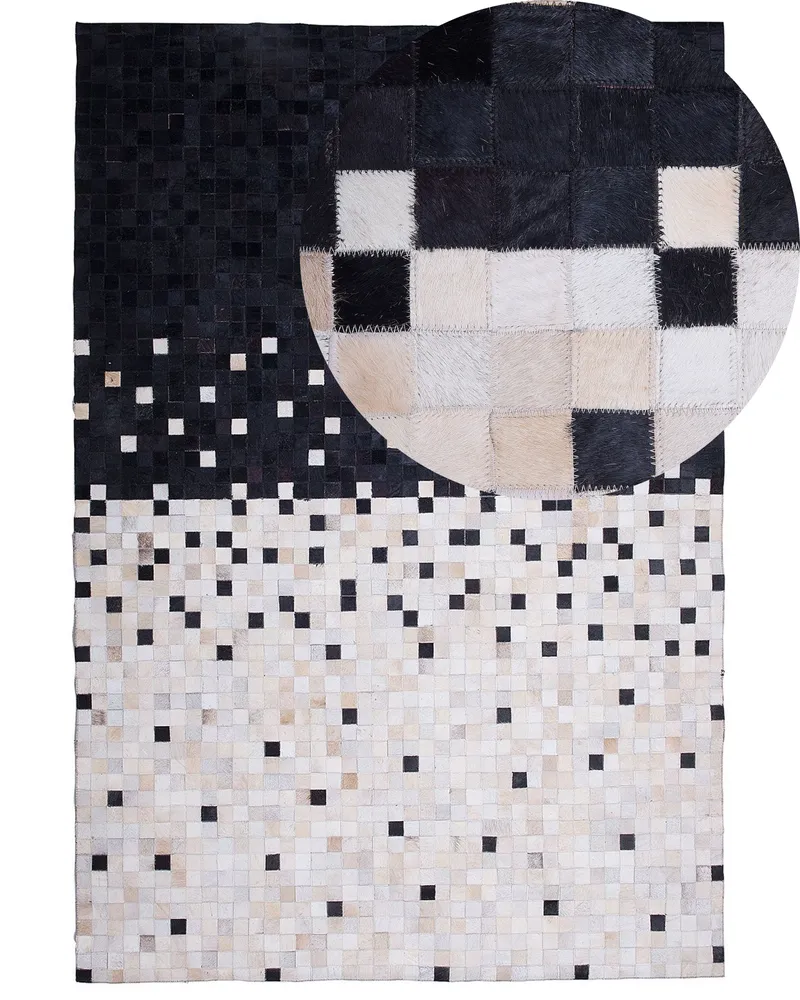 Cowhide Area Rug 160 x 230 cm Black and Tom neutro ERFELEK