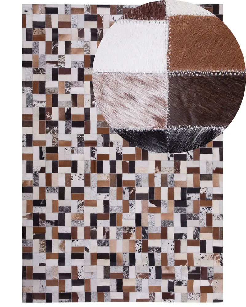 Cowhide Area Rug 160 x 230 cm Café and Beige CESME