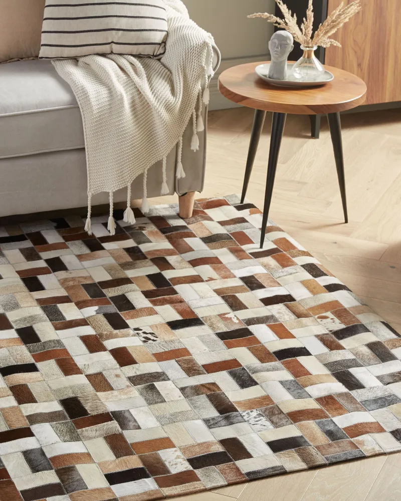 Cowhide Area Rug 160 x 230 cm Café and Beige CESME