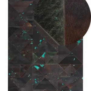Cowhide Area Rug 160 x 230 cm Castanho Turquoise ATALAN