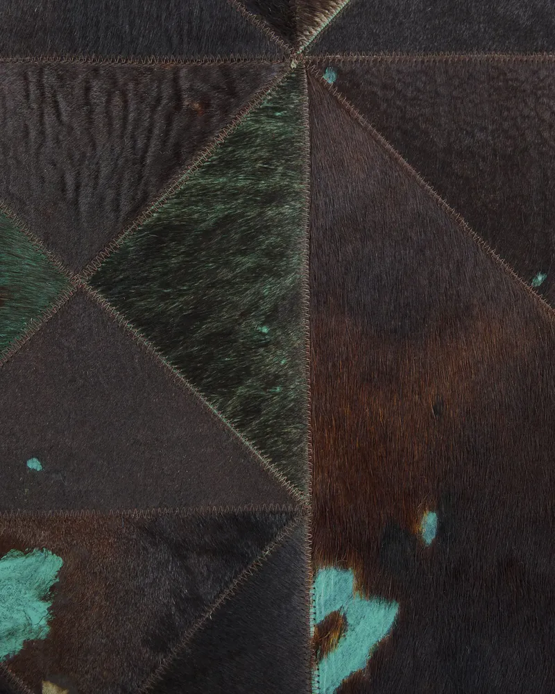 Cowhide Area Rug 160 x 230 cm Castanho Turquoise ATALAN