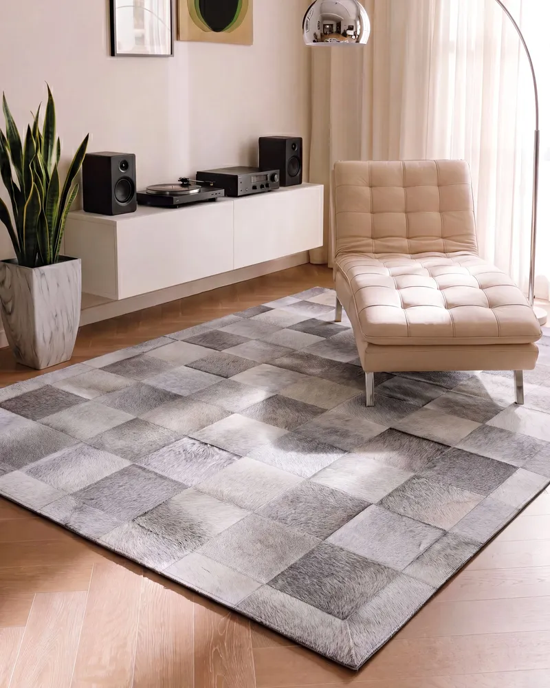 Cowhide Area Rug 160 x 230 cm Grey ALACAM