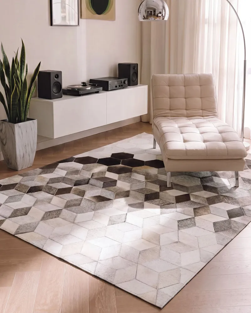 Cowhide Area Rug 160 x 230 cm Grey SASON