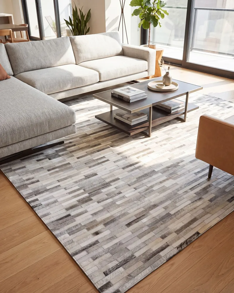 Cowhide Area Rug 160 x 230 cm Grey AHILLI