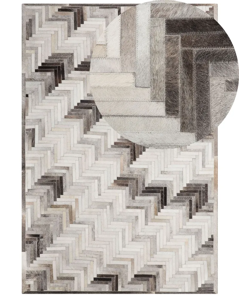 Cowhide Area Rug 160 x 230 cm Grey and Bege claro ARSUZ