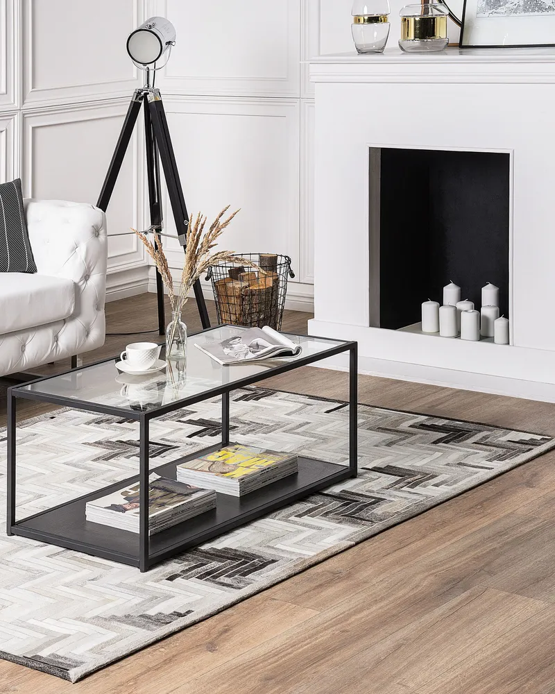 Cowhide Area Rug 160 x 230 cm Grey and Bege claro ARSUZ
