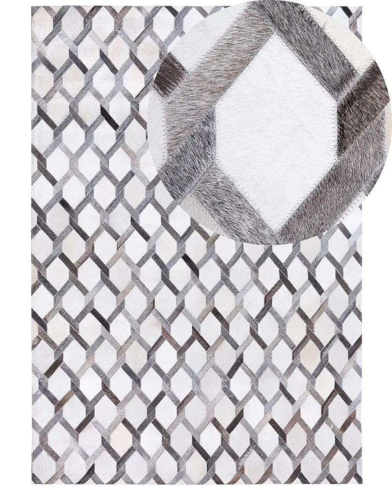 Cowhide Area Rug 160 x 230 cm Grey AYDIN