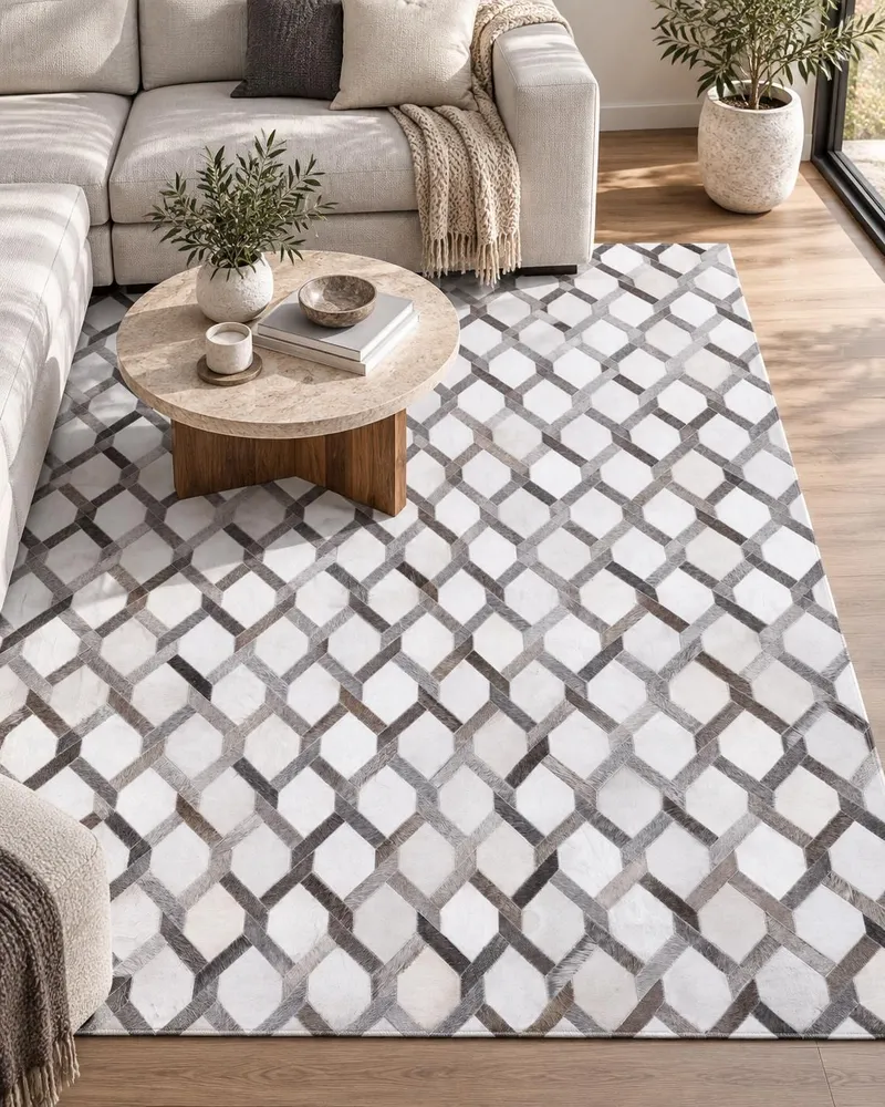 Cowhide Area Rug 160 x 230 cm Grey AYDIN