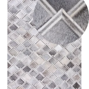 Cowhide Area Rug 160 x 230 cm Grey AGACLI