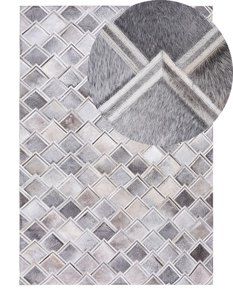 Cowhide Area Rug 160 x 230 cm Grey AGACLI