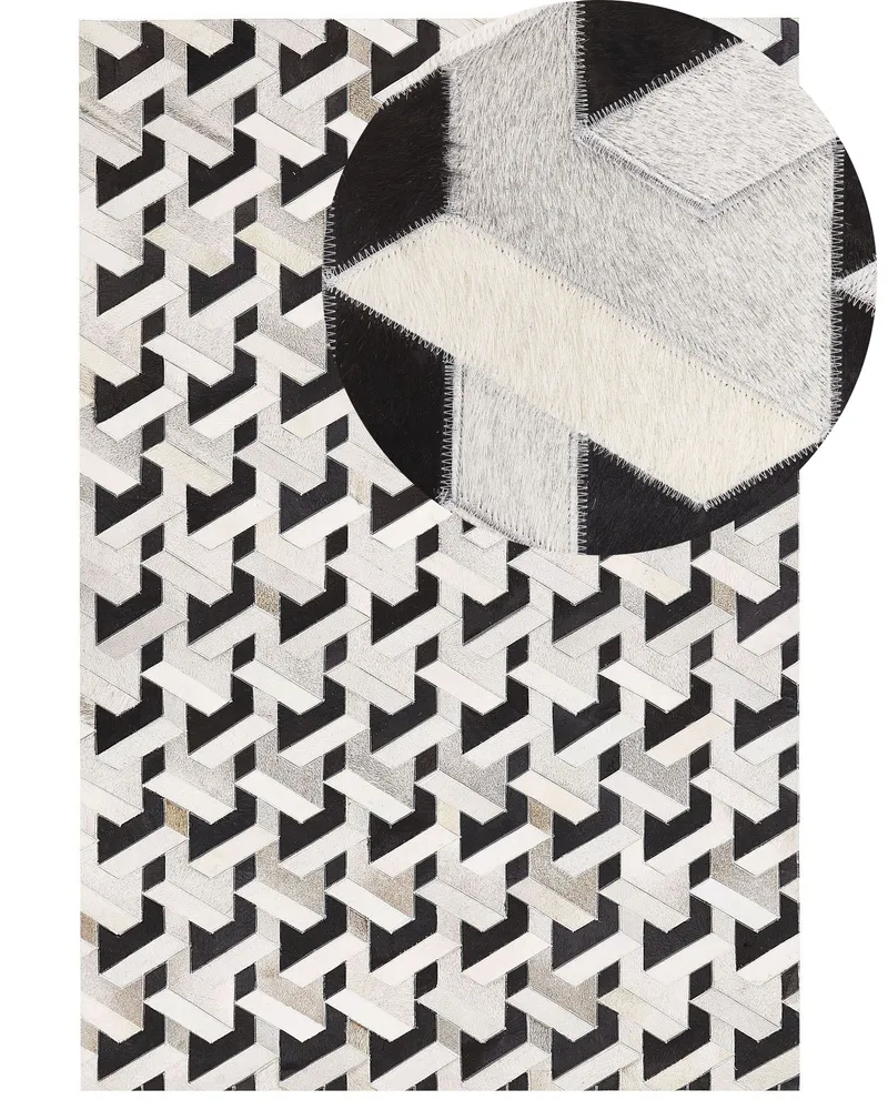 Cowhide Area Rug 160 x 230 cm Negro and Grey NARMAN