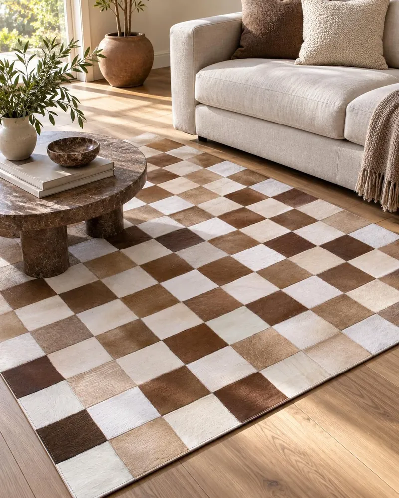 Cowhide Area Rug Brown and Bege claro 140 x 200 cm SOLMAZ