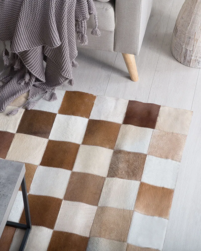 Cowhide Area Rug Chocolate and Beige 160 x 230 cm SOLMAZ
