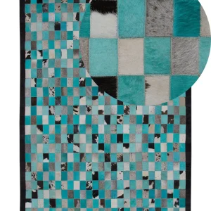 Cowhide Area Rug Turquesa and Grey 160 x 230 cm NIKFER