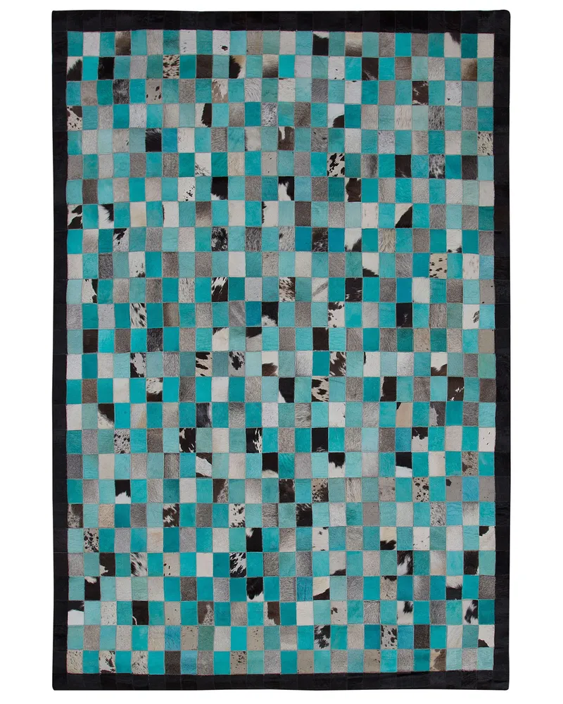 Cowhide Area Rug Turquesa and Grey 160 x 230 cm NIKFER
