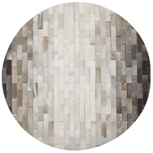 Round Cowhide Area Rug ⌀ 140 cm Brown and Bege claro DUTLAR