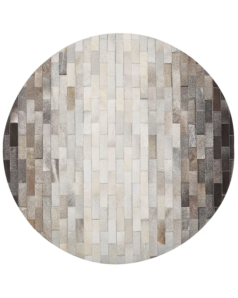 Round Cowhide Area Rug ⌀ 140 cm Brown and Bege claro DUTLAR